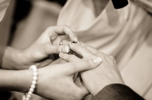 couple's hands with ring