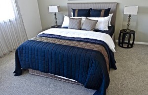 blue themed bedroom